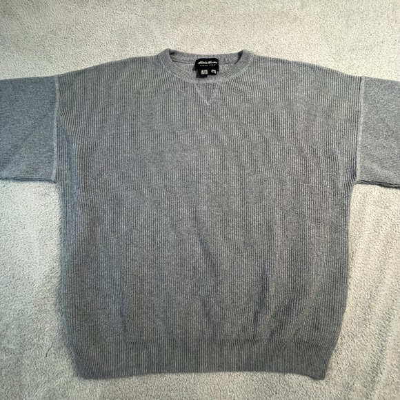 Eddie Bauer Sweater Mens Extra Large Grey Ribbed Knit Crewneck Cotton Pullover - Picture 2 of 11